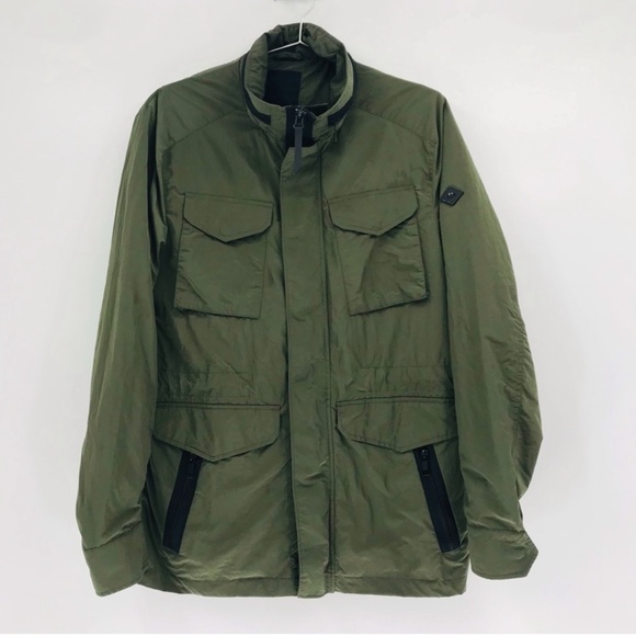 J Lindeberg Farren Nickel Memo Military Jacket Nylon Olive Green Size Small - Picture 1 of 9